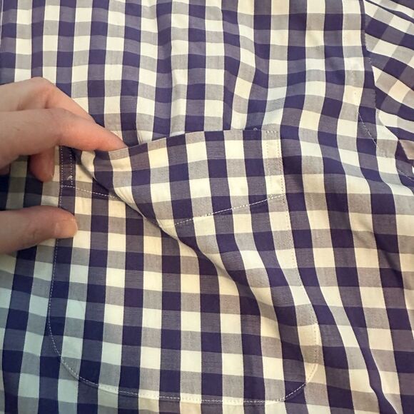J. McLaughlin Purple White Gingham Plaid Button-Down Long Sleeve Shirt Men's MED - Picture 4 of 13